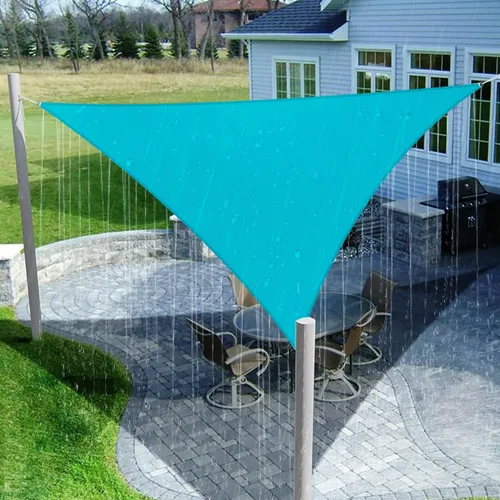 COARBOR Toldo triangular impermeable de 12 x 12 x 12 pies, poliéster de 260 GSM, para pérgola, cochera, patio, jardín, color verde turquesa