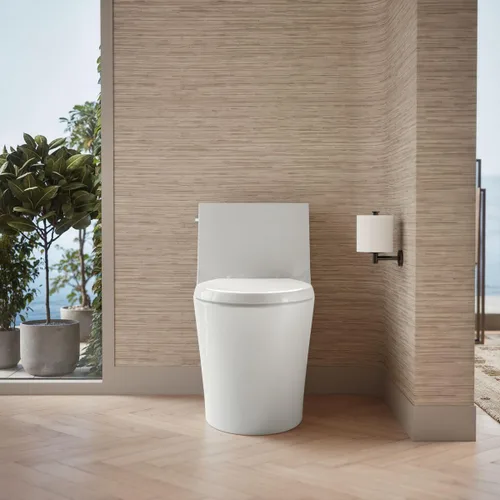 Miniatura 5 de KOHLER Veil K-1381-0 - Aseo con falda de una pieza, doble descarga, cuenco alargado, trampa con faldón, blanco, asiento de cierre lento, asiento