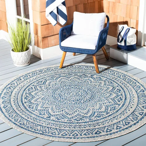 Miniatura 163 de SAFAVIEH Alfombra lavable para exteriores, colección Courtyard - Pasillo de 2.3 x 8 pies, color beige claro y marrón claro, no desprende pelusa