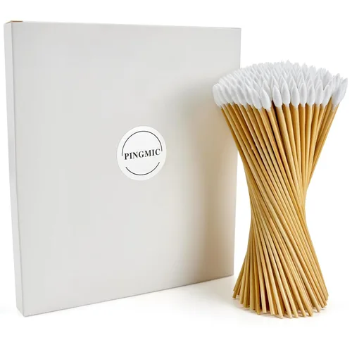 Miniatura 9 de 500 hisopos de algodón de 6 pulgadas con estuche de almacenamiento, hisopos de algodón resistentes sin pelusa con mango de bambú, hisopos de algodón