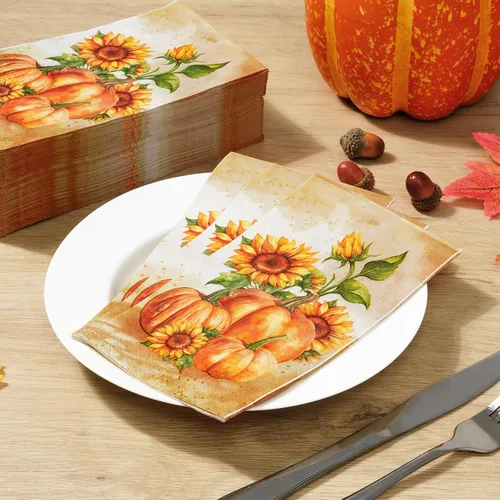 Miniatura 3 de Homlouue 100 servilletas de papel desechables de Acción de Gracias, de 3 capas, para Acción de Gracias, cosecha, fiesta de otoño, toallas de papel