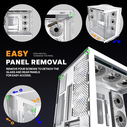 Miniatura 5 de KEDIERS PC CASE - 7 ventiladores ARGB preinstalados, carcasa de PC ATX de torre media con vidrio templado panorámico, carcasa de computadora
