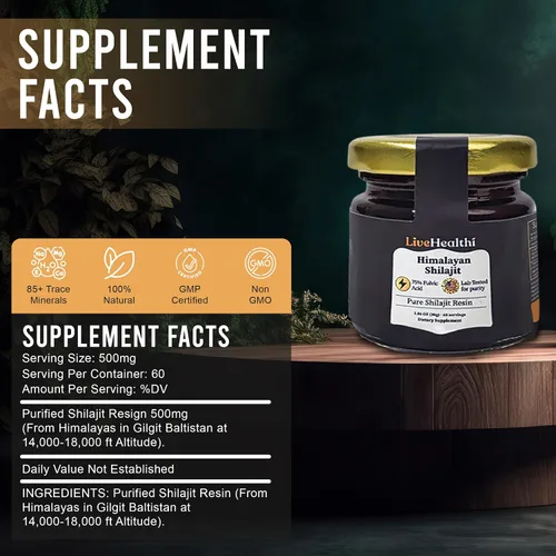 Miniatura 2 de Resina Shilajit pura del Himalaya – 75 porciones para refuerzo de energía y apoyo inmunológico – Shilajit orgánico contiene más de 85 minerales