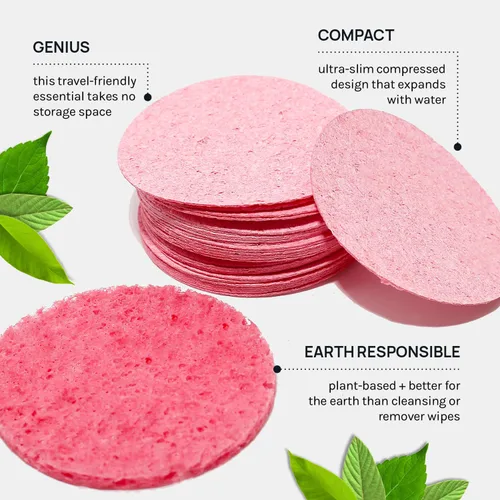 Miniatura 5 de AOA Studio 50 esponjas faciales comprimidas, esponjas cosméticas 100% naturales para limpieza facial, mascarilla exfoliante, quitar para maquillaje