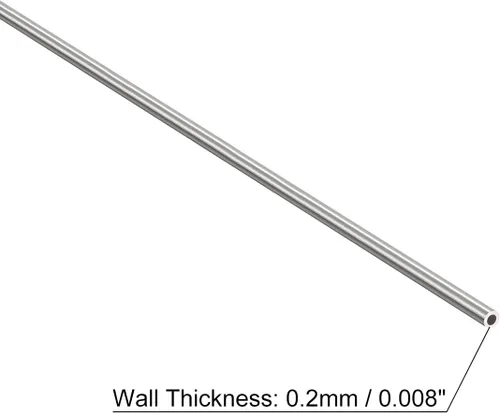 Miniatura 3 de uxcell, tubo capilar de acero inoxidable 304, DE 0,8 mm x 0,2 mm de espesor de pared, longitud de 250 mm, tubo metálico para maquinaria industrial