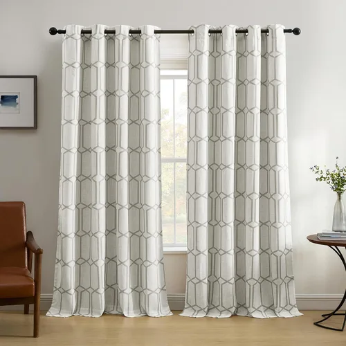 Miniatura 12 de Elrene Home Fashions Kaiden - Cortina geométrica de oscurecimiento de habitación, panel único, 52" ancho x 84" largo (1 panel), negro