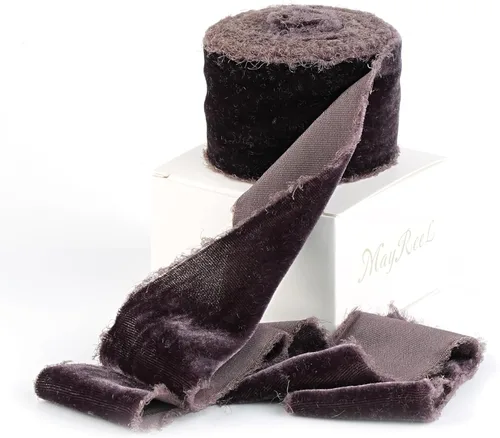 Miniatura 24 de MAYREEL Cinta de terciopelo negro de 2 pulgadas, cinta desgarrada a mano, borde deshilachado de seda para ramos de novia, invitaciones, libros