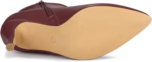 Miniatura 6 de Allegra K Botines de tacón de aguja con punta puntiaguda y cremallera lateral para mujer