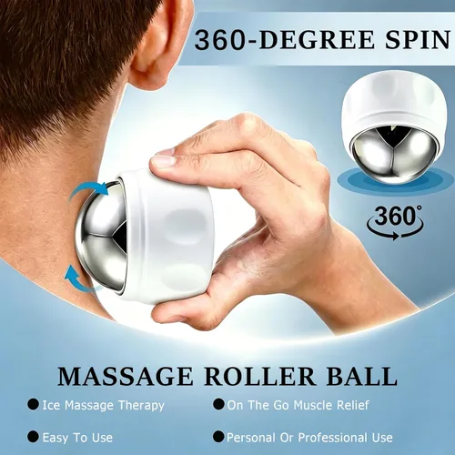 Miniatura 3 de Bola de rodillo de masaje frío – Regalo para padre para hombres, mujeres, adolescentes, niños, se mantiene frío durante 6 horas, regalo de Blanco