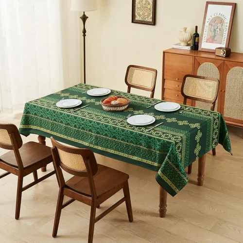 Miniatura 21 de Mantel para mesa rectangular de 55x71 pulgadas, de lino sintético, resistente a las arrugas e impermeable, color beige, para cocina, comedor