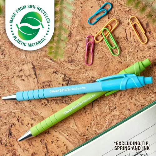 Miniatura 2 de Paper Mate FlexGrip Ultra - Bolígrafos de punta media (0.039 pulgadas), materiales de plástico reciclados, colores surtidos, color negro, 4