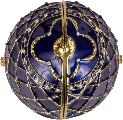 Miniatura 5 de Caja de música estilo FabergeJoyero con dos cisnes 6.8'' (6.7 in) azul