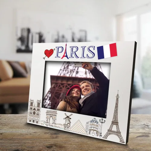 Miniatura 2 de BELLA BUSTA -Marco de fotos de París-boda, luna de miel, vacaciones en París- Torre Eiffel con impresión UV, juego de diseño de símbolos de París