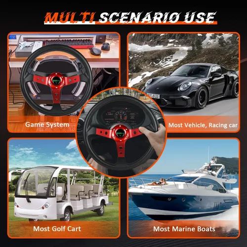 Miniatura 6 de RASTP - Volante universal de carreras, volante de deriva de plato profundo de 13.8 pulgadas/350 mm con 6 pernos de agarre de vinilo y aluminio