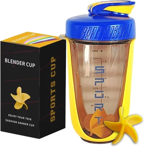 Miniatura 9 de Botella agitadora de proteínas de 20 onzas, botellas deportivas para mezclas de proteínas con batidora, botella mezcladora, taza agitadora portátil