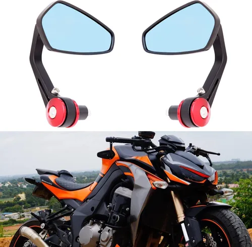 Espejos universales negros para motocicleta, espejo lateral de extremo de barra, compatible con Honda Scooter Suzuki, Yamaha, Kawasaki, Victory,