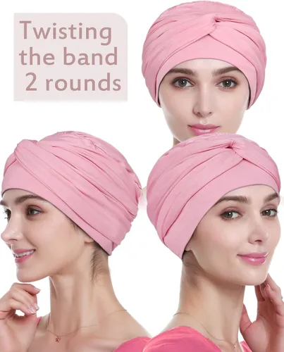 Miniatura 5 de Gorro de quimioterapia, sombrero de verano de bambú para mujer, turbante para la cabeza para mujer