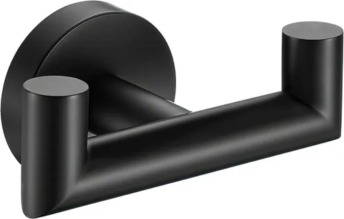 Miniatura 11 de Ganchos para toallas para baños, gancho negro mate para toallas de cocina y baño, gancho de acero inoxidable SUS304, ganchos dobles resistentes