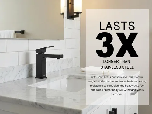 Miniatura 2 de Lava Odoro Grifo de baño negro mate de 1 agujero, moderno grifo de lavabo de baño de un solo orificio para tocador con montaje de drenaje