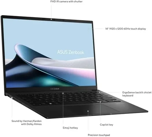 Miniatura 4 de ASUS Zenbook 14 portátil, pantalla táctil OLED WUXGA de 14", AMD Ryzen 7 8840HS de 8 núcleos, gráficos AMD Radeon, 16 GB LPDDR5, SSD de 1 TB