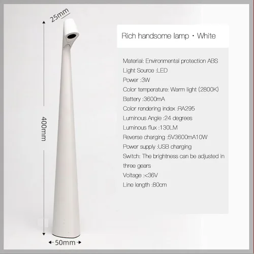 Miniatura 2 de Lámpara de escritorio de aprendizaje dormitorio, decorativo de alta Fu Ku recargable luz de noche de noche, carga USB, más niveles más atenuador