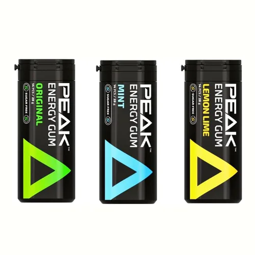Peak Energy Gum Caffeinated Chewing Gum - Sugar Free With B Vitamins B3 B5 B6 B12 for Focus and Performance - Caffeinated Energy Boost - Natural