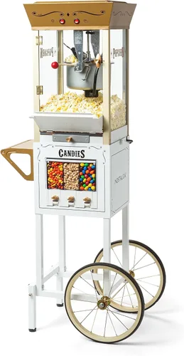 Miniatura 9 de Nostalgia Máquina para hacer palomitas de maíz - Carrito profesional con caldera de 2.5 onzas que hace hasta 10 tazas - Máquina de palomitas vintage