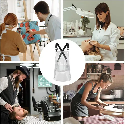 Miniatura 2 de Delantal transparente impermeable de TPU delantales unisex ajustable babero cocina cocineros trabajo delantal para cosmetología cafetería, pintura