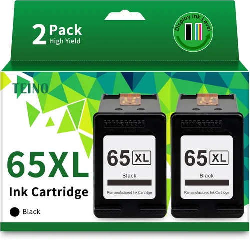 TEINO Cartucho de tinta remanufacturado de repuesto para HP Ink 65 65XL Cartucho de tinta negro para impresoras HP Envy 5055 5052 5058 DeskJet 3755