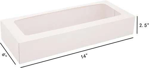 Miniatura 3 de RIFMEAE Paquete de 24 cajas de galletas de 14 x 6 x 2.5 pulgadas, cajas de panadería con ventana, cajas de fresas, cajas de golosinas emergentes