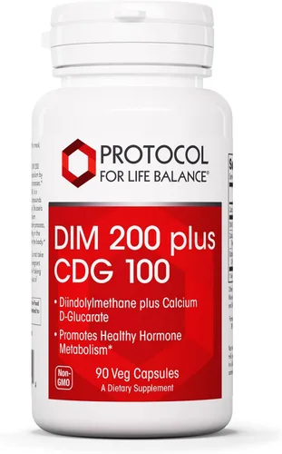 PROTOCOL FOR LIFE BALANCE DIM 200 Plus CDG - 200 mg - Suplemento de calcio y DIM - para limpiar desintoxicación y metabolismo hormonal - Glucarato