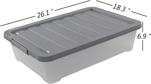 Miniatura 2 de 4 paquetes de cajas de almacenamiento debajo de la cama de 40 cuartos de galón, de plástico transparente debajo de la cama Plastic Underbed