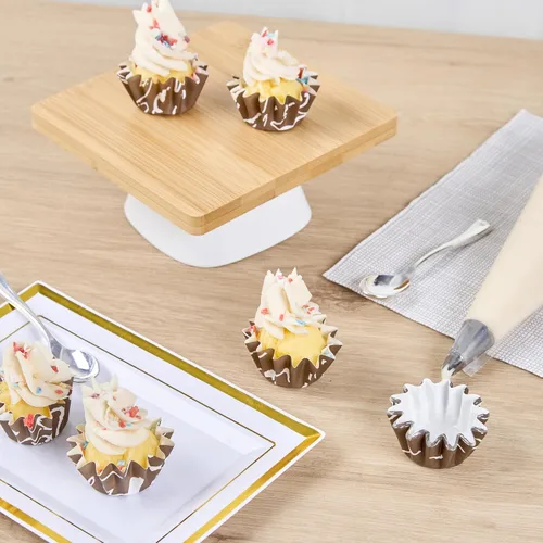 Miniatura 7 de Restaurantware Panificio - Tazas para hornear de 0.4 onzas, 200 forros acampanados para magdalenas, cajas de papel marrón y blanco congelables