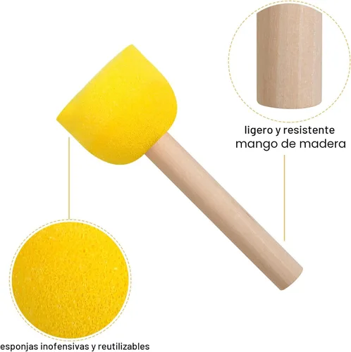 Miniatura 3 de Juego de 30 esponjas redondas, pinceles de esponja redondos para pintar, esponjas de pintura para acrílico, herramientas de pintura para niños
