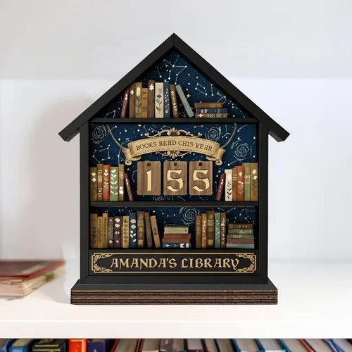 Miniatura 5 de Rastreador de Lectura de Libros Personalizado, Contador de Libros Leídos Este Año, Decoración de Biblioteca, Letrero de Seguimiento de Libros