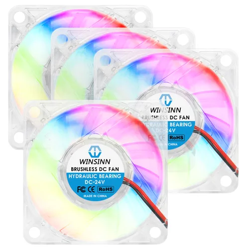 Miniatura 6 de WINSINN Ventilador RGB de 2.362 in de 5 V, LED colorido micro 5 voltios ventiladores 6010 rodamiento hidráulico, enfriamiento sin escobillas 2.362 x