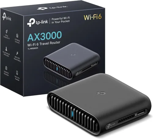 TP-Link Router de viaje Wi-Fi 6 AX3000 de doble banda TL-WR3002X | Multi-Gig portátil | OpenVPN, WireGuard | Fácil compartir WiFi público | Aprobado