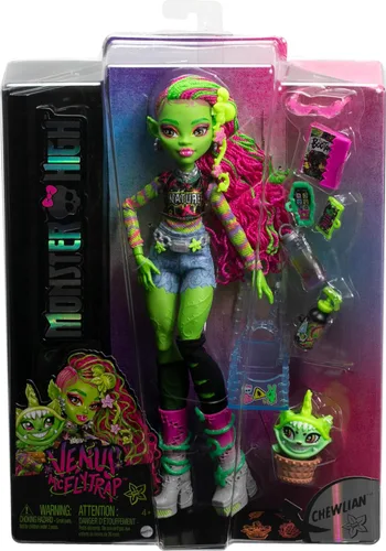 Miniatura 6 de Muñeca Monster High Venus McFlytrap, monstruo planta con mascota gato Chewlian y accesorios como mochila, cuaderno, bocadillos y más