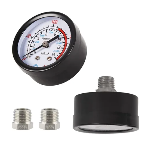 Miniatura 3 de Manómetro de presión de aire de 2 pulgadas 0-200 PSI, montaje trasero central NPT de 1/4", manómetro comercial/industrial