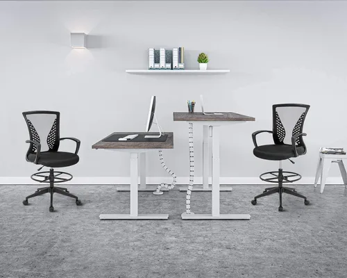 Miniatura 2 de Silla de dibujo alta de oficina, silla de escritorio de pie, silla de oficina de recepción de altura ajustable con soporte lumbar y anillo