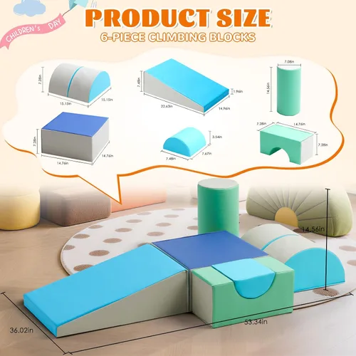 Miniatura 4 de Juguetes de escalada para niños pequeños para interiores, bloques de escalada de espuma de 5 piezas, juego de escalada suave para niños de 1 a 3