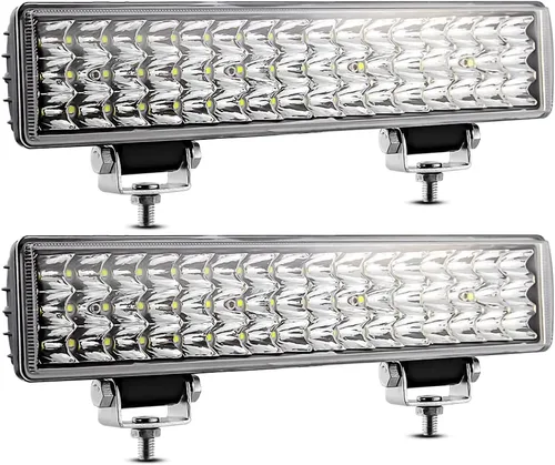 Barra de luz LED de trabajo de 2 x 12 pulgadas para camión, 48 LED, 144 W, 48 000 lúmenes, luces todoterreno súper brillantes, barra de luz