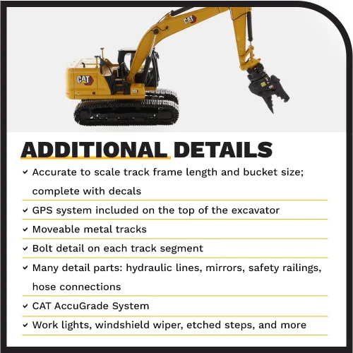 Miniatura 5 de Diecast Masters Excavadora hidráulica Caterpillar 323 a escala 1:50, diseño de próxima generación + herramientas de trabajo Camiones para gatos