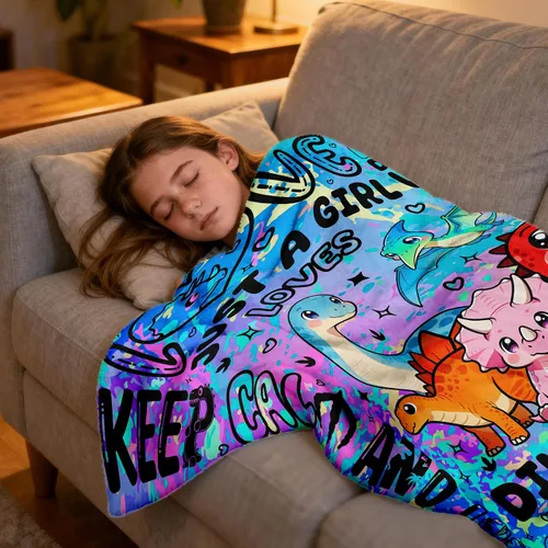 Miniatura 3 de Manta de dinosaurio, regalos para los amantes de los dinosaurios, manta de franela de felpa suave con temática de dinosaurios, divertida manta