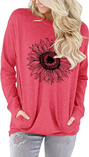 Miniatura 2 de onlypuff Sudaderas tipo túnica con estampado de bolsillo para mujer
