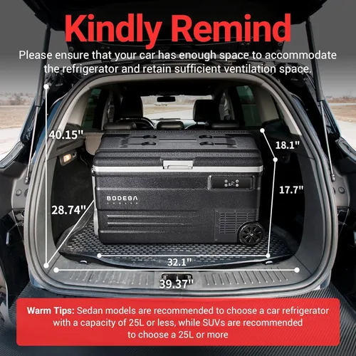 Miniatura 7 de BODEGA COOLER - Refrigerador de coche de 12 voltios, refrigerador de automóvil de 58 cuartos (55 L) con ruedas, congelador portátil para Negro