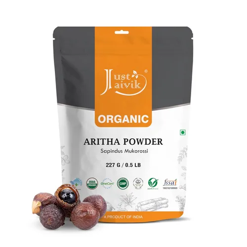 Polvo de aritha certificado 100% orgánico (polvo de nuez de jabón) 8.01 oz/0.5 libras/08 oz - Producto orgánico de limpieza y acondicionamiento del