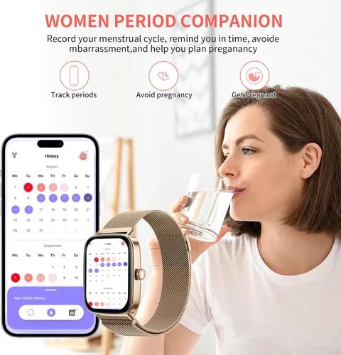 Miniatura 4 de Reloj inteligente para mujer, pantalla AMOLED de 1.85 pulgadas, monitor de actividad impermeable IP68, 118 modos deportivos, monitor de frecuencia
