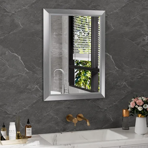 Miniatura 32 de Amorho Espejo de Baño Negro, Espejos de Pared de 24x30 Pulgadas con Marco de Metal Grueso para Sobre el Fregadero, Dormitorio, Sala de Estar