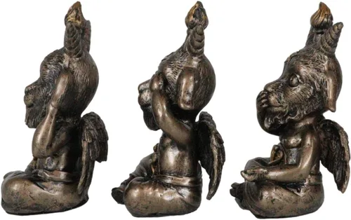 Miniatura 5 de Ebros - Juego de 3 figuras de Samael Lilith See Hear Speak No Evil Baphomets de LaVeyan Devil Baphomet The Caduceus Symbol Altar Accent Statues